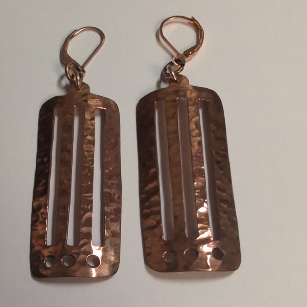 Hammered Copper Dangle Earrings
